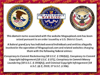 Заблокированная главная страница megaupload.com